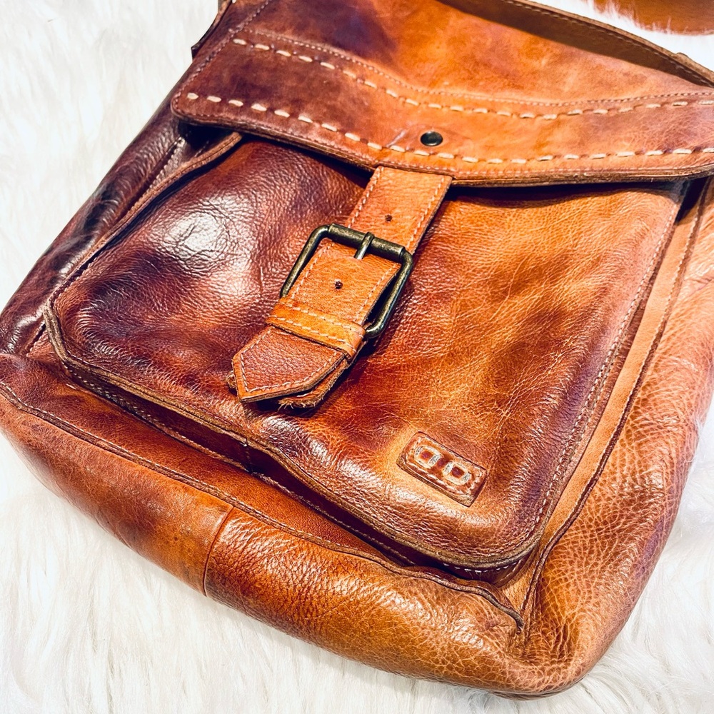 Bed Stu Distressed Tan/Brown Leather Crossbody - Picture 7 of 16